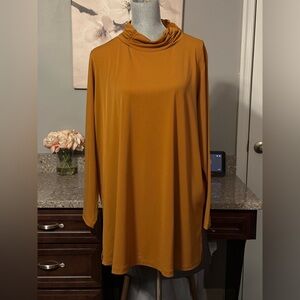 Susan Graver Regular Weekend Jersey Turtleneck Tunic Gold color size 2X